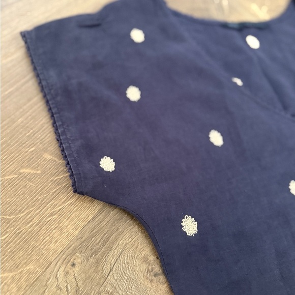 Zara Blue and White embroidered Tunic coverup 100% linen - Picture 7 of 12